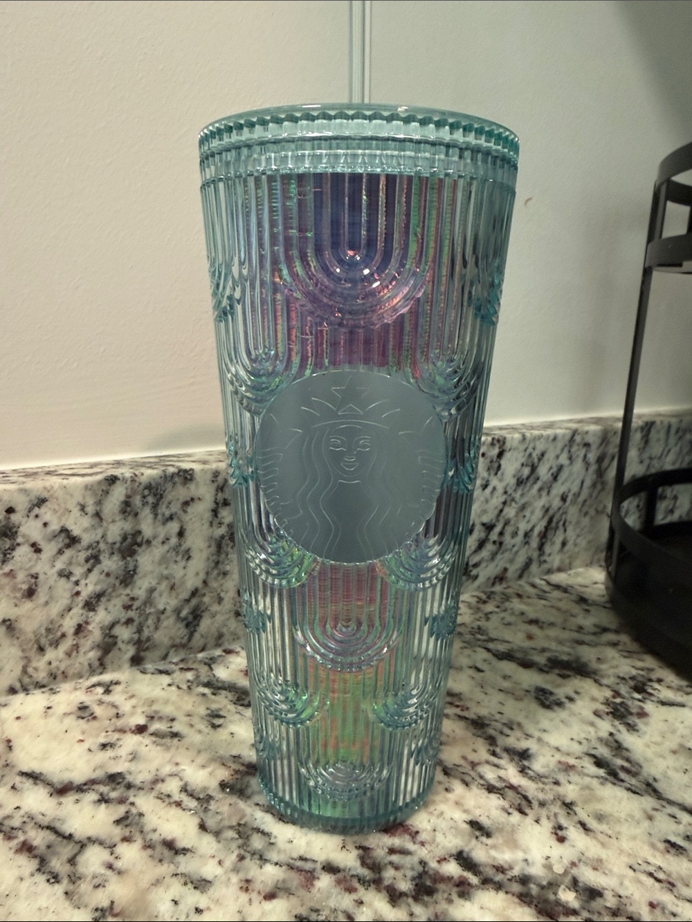 Starbucks Iridescent Aqua Ribbed Tumbler